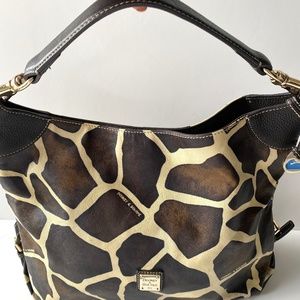 Vintage Dooney & Bourke Giraffe Print Leather Hobo Bag